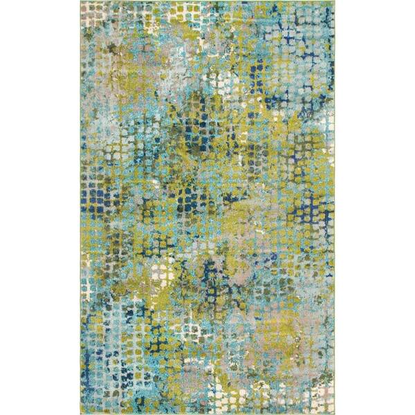 Unique Loom Chromatic Stormy Blue Green 5 ft. 1 in. x 8 ft. Area Rug