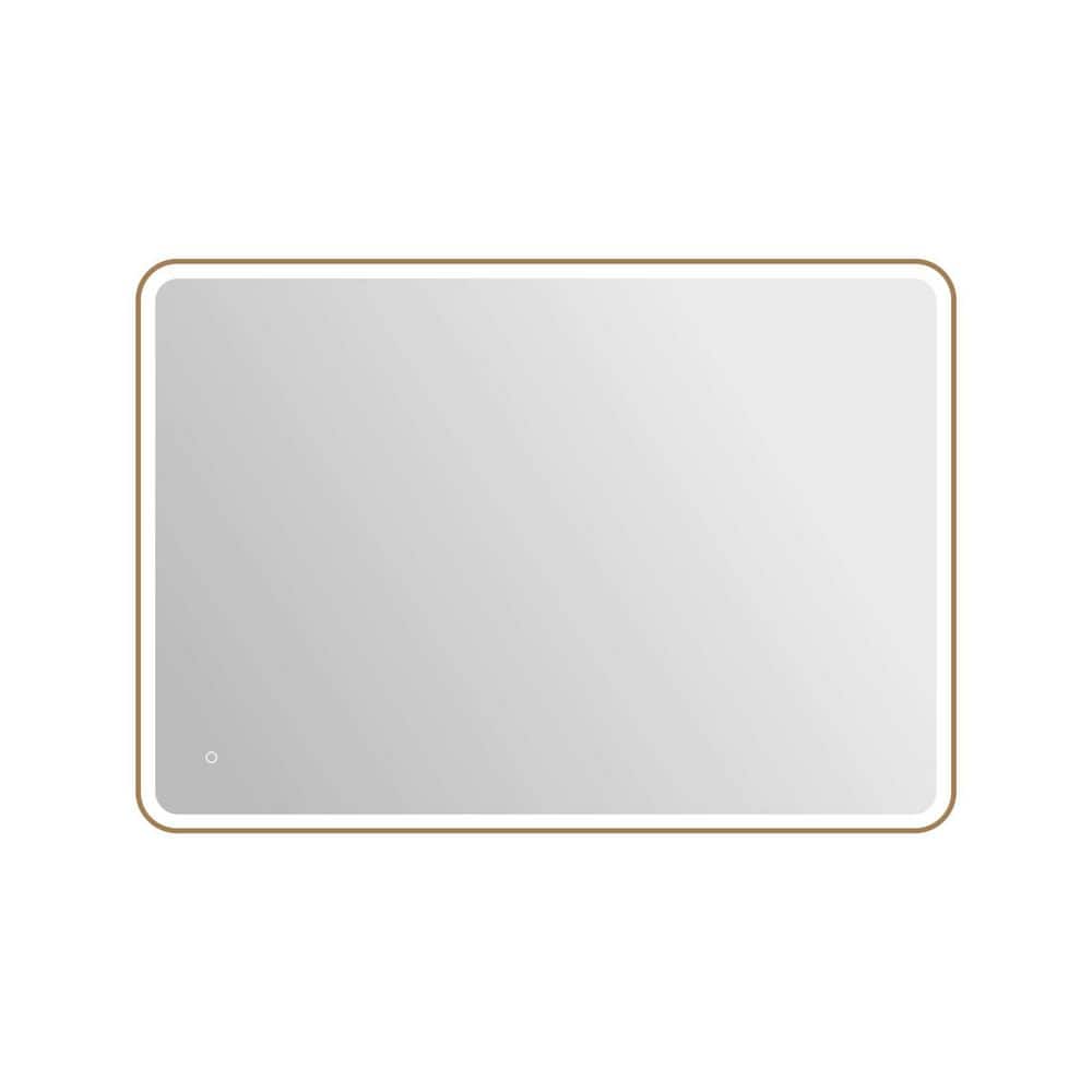 42 in. W x 60 in. H Rectangle Framed LED Wall Mirror in Satin Gold price history on PriceWatchPro