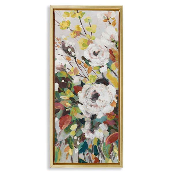 Stupell Industries Mixed Flowers Array by Carol Robinson Gold Floater Frame Nature Graphic Art Print 31 in. x 15 in.