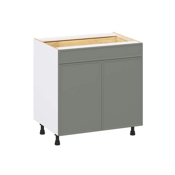 Fairview 33 in. W x 24 in. D x 34.5 in. H Assembled Slim Shaker Base Kitchen Cabinet in Moss Green with Drawers