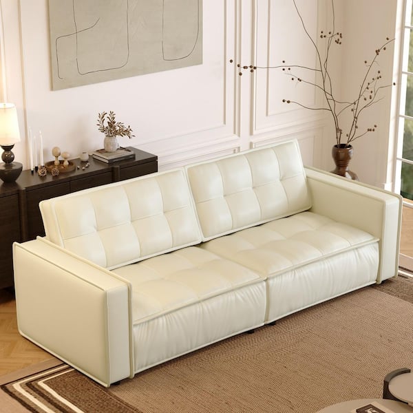 95.2 in. Square White Modern Rectangular Sofa