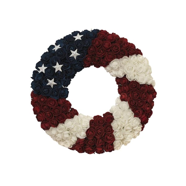 Photo 1 of 17 in. D Americana Artificial Flower Wreath