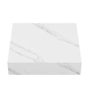 Monaco 24 in. Floating Composite Stone Bathroom Shelf in White Marble