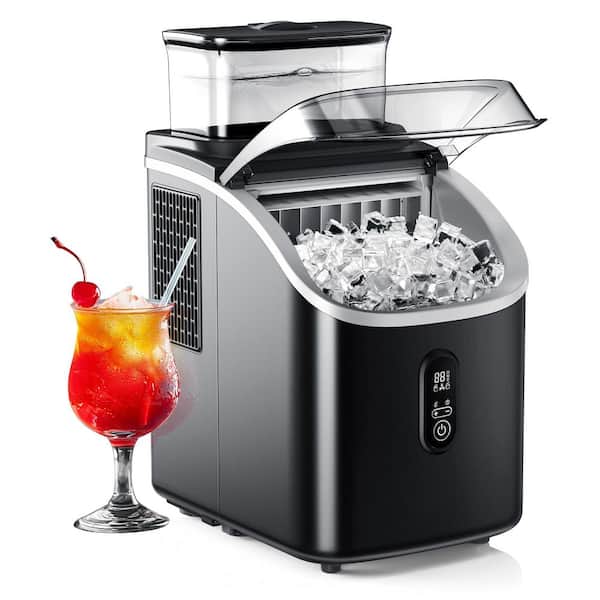 EUHOMY 9 in. 30 lb. /24h Full Size Cubes Portable Ice Maker in Black with Self-Cleaning, Large Capacity Tank and Fast Cooling