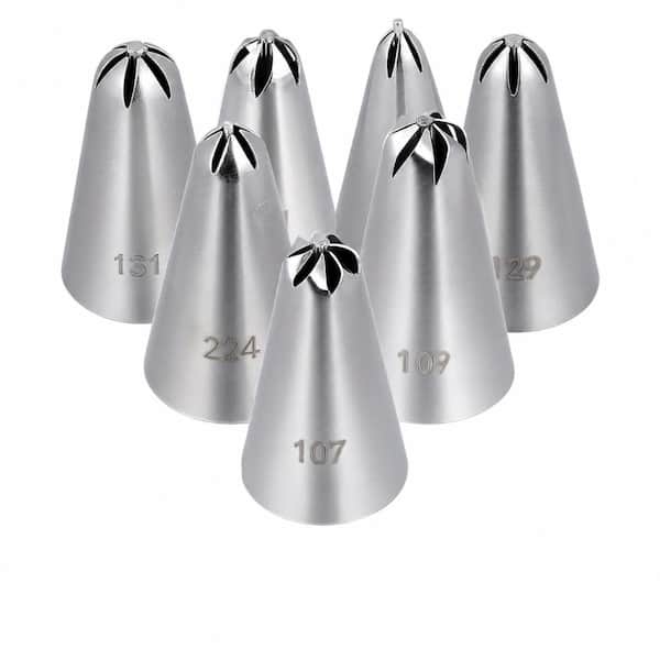 7-Piece Drop Flower Piping Tips Set 107 109 129 131 191 224 225 Stainless Steel Cake Cookie Decorating
