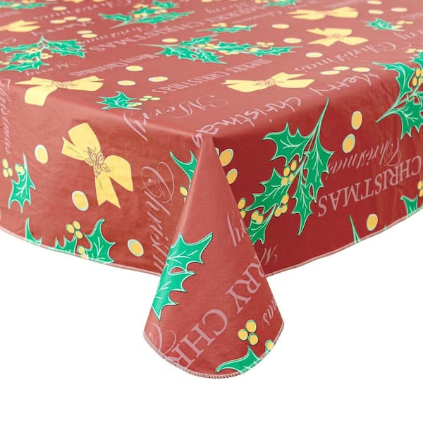 120" X 60" Christmas Tablecloths for Rectangle Tables Halloween Vinyl Tablecloth with Flannel Backing Waterproof