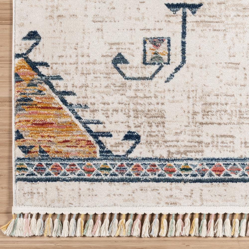 Red and Ivory Medallion Synthetic 6' x 9' Area Rug