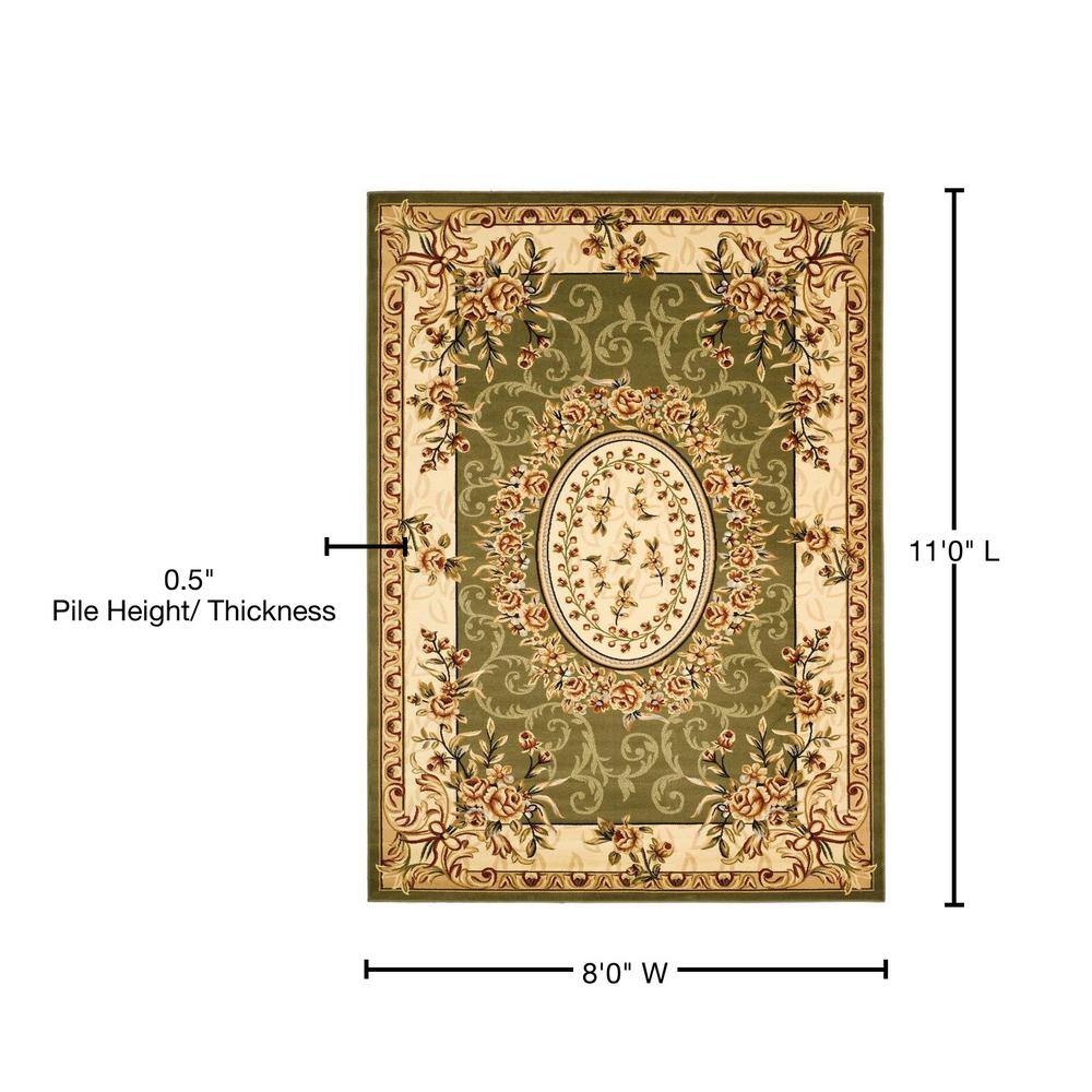 Sage and Ivory Floral Synthetic Rectangular Area Rug, 8' x 11'