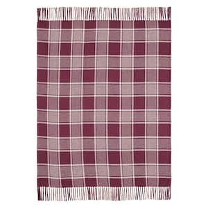 Eston Burgundy Plaid Cotton Blend Throw Blanket