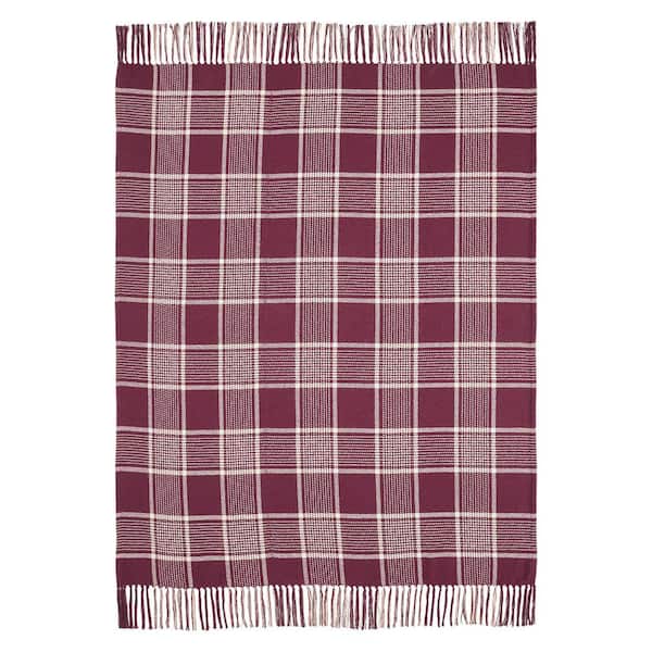 VHC BRANDS Eston Burgundy Plaid Cotton Blend Throw Blanket