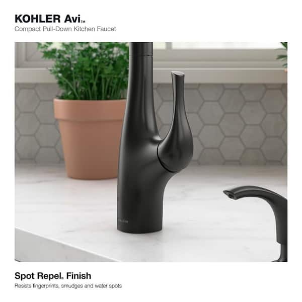 KOHLER Avi Single-Handle Pull Out Sprayer Kitchen Faucet in Matte Black