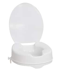 Raised Toilet Seat with Lid, White, 4 in.