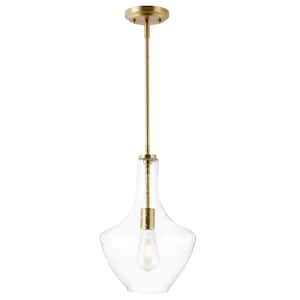 Sienna 1-Light Brushed Brass/Seeded Pendant with Glass Shade