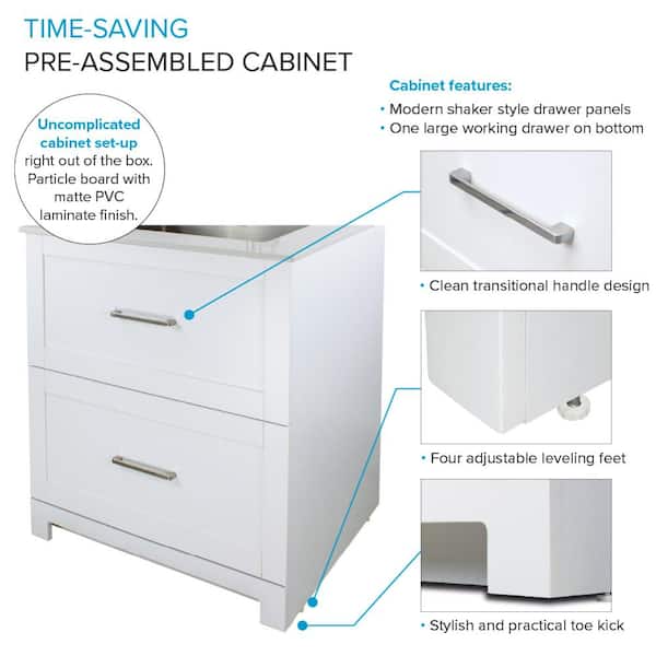 Matt White Lacquer Laundry Cabinet with Quartz Countertop - China Laundry,  Sink