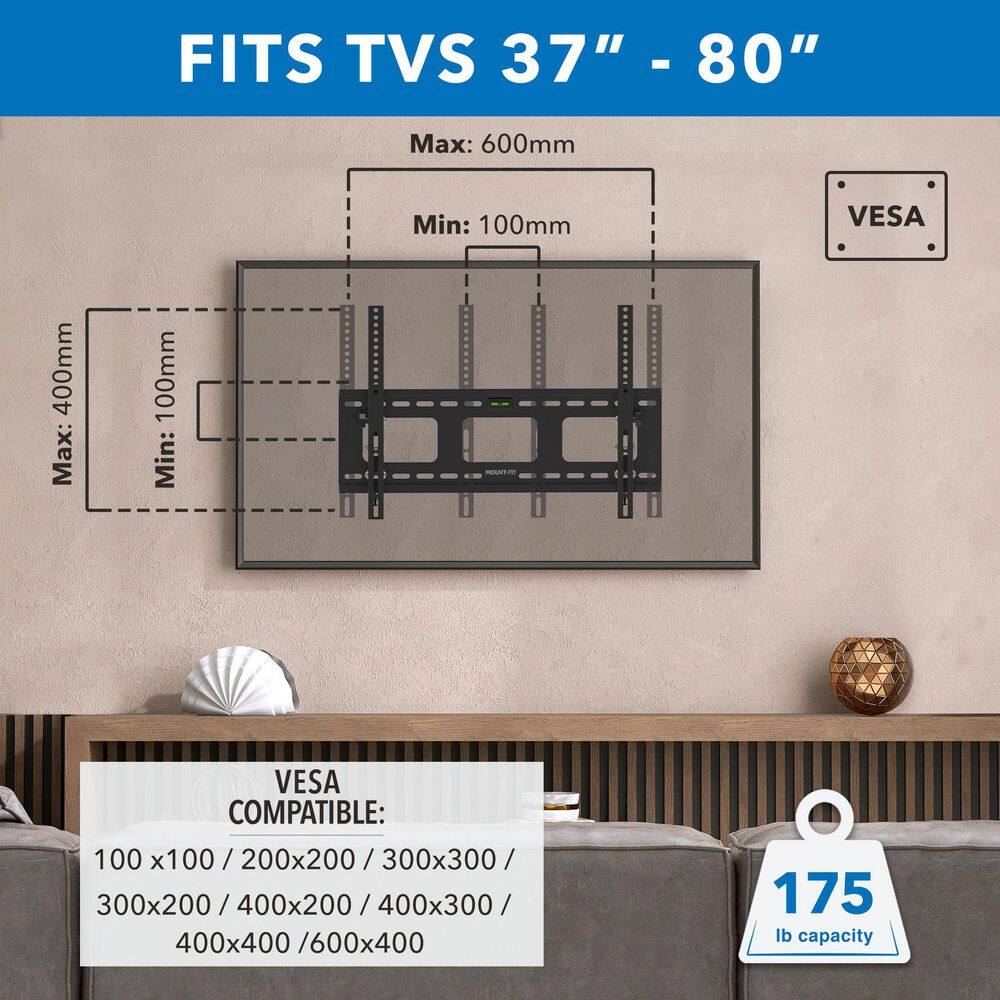 Heavy Duty Black Tilting TV Wall Mount Bracket