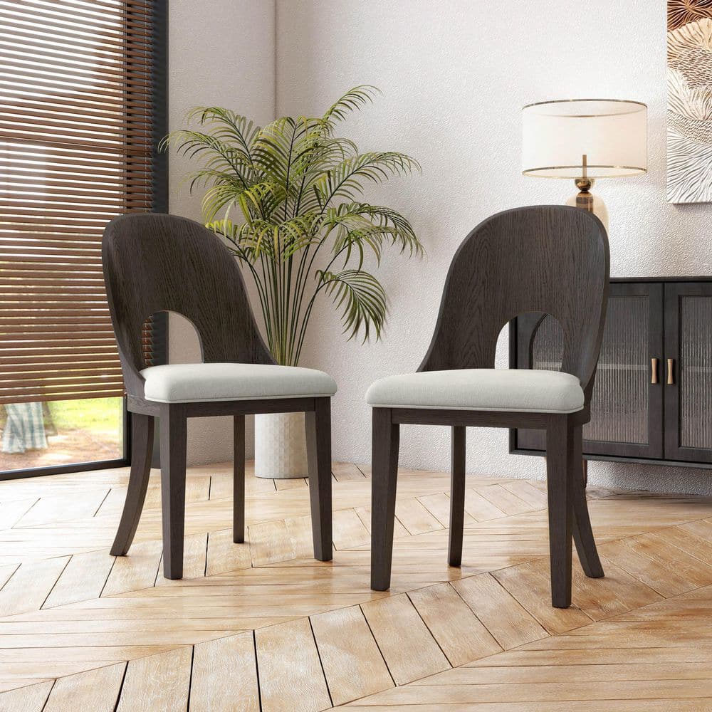 Furniture of America Hairin Ash Gray Frabic Dining Chair (Set of 2