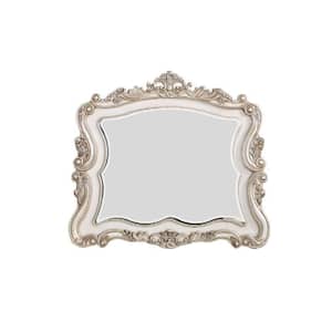44 in. H x 2 in. W Antique White Scroll Ornate Trim Scalloped Solid Wood Framed Modern Mirror Arch Shaped