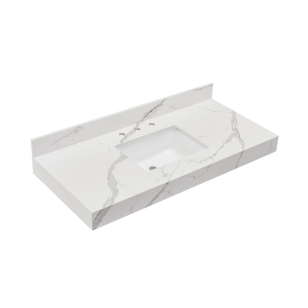 Marseille 48'' Calacatta White Engineered Marble Vanity Top with Sink