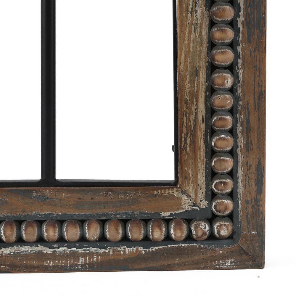 Rustic Brown Wood and Black Metal Cathedral Wall Decor