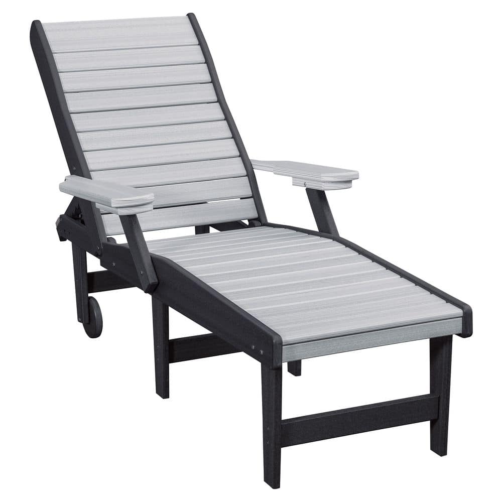 Adirondack Series Black 1-Piece High Density Polyethylene Outdoor Chaise Lounge in Light Gray and Black price history on PriceWatchPro