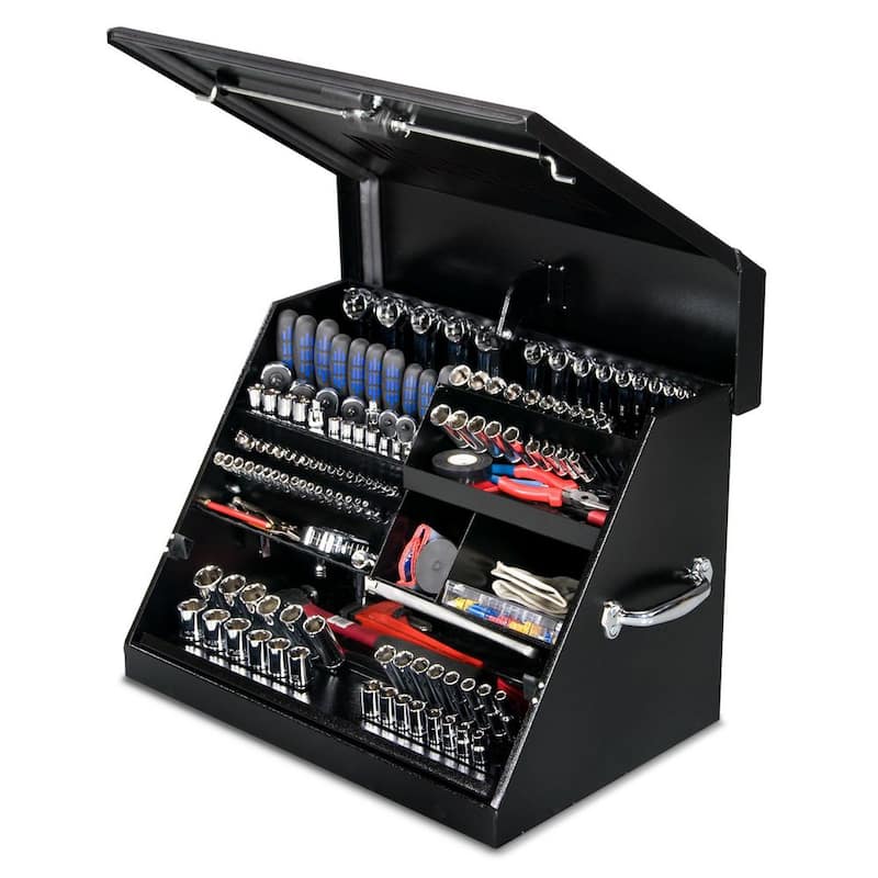 27 in. W x 18 in. D Portable Triangle Top Tool Chest for Sockets, Wrenches and Screwdrivers in Black Powder Coat