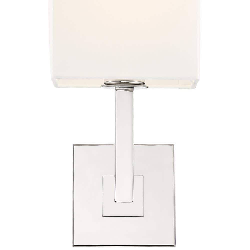 Chatham Polished Nickel 1-Light Wall Sconce with White Silk Shade