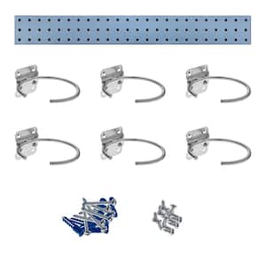 Silver Pneumatic Tool Pegboard Kit with (1) 36 in. x 4.5 in. Steel Square Hole Pegboard and 6-Piece LocHook Assortment