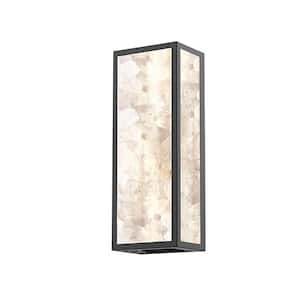 Salt Creek 16 in. Black Indoor Outdoor Hardwired LED Wall Sconce with Clear Acrylic Shade and Quartz Crystaline Inserts