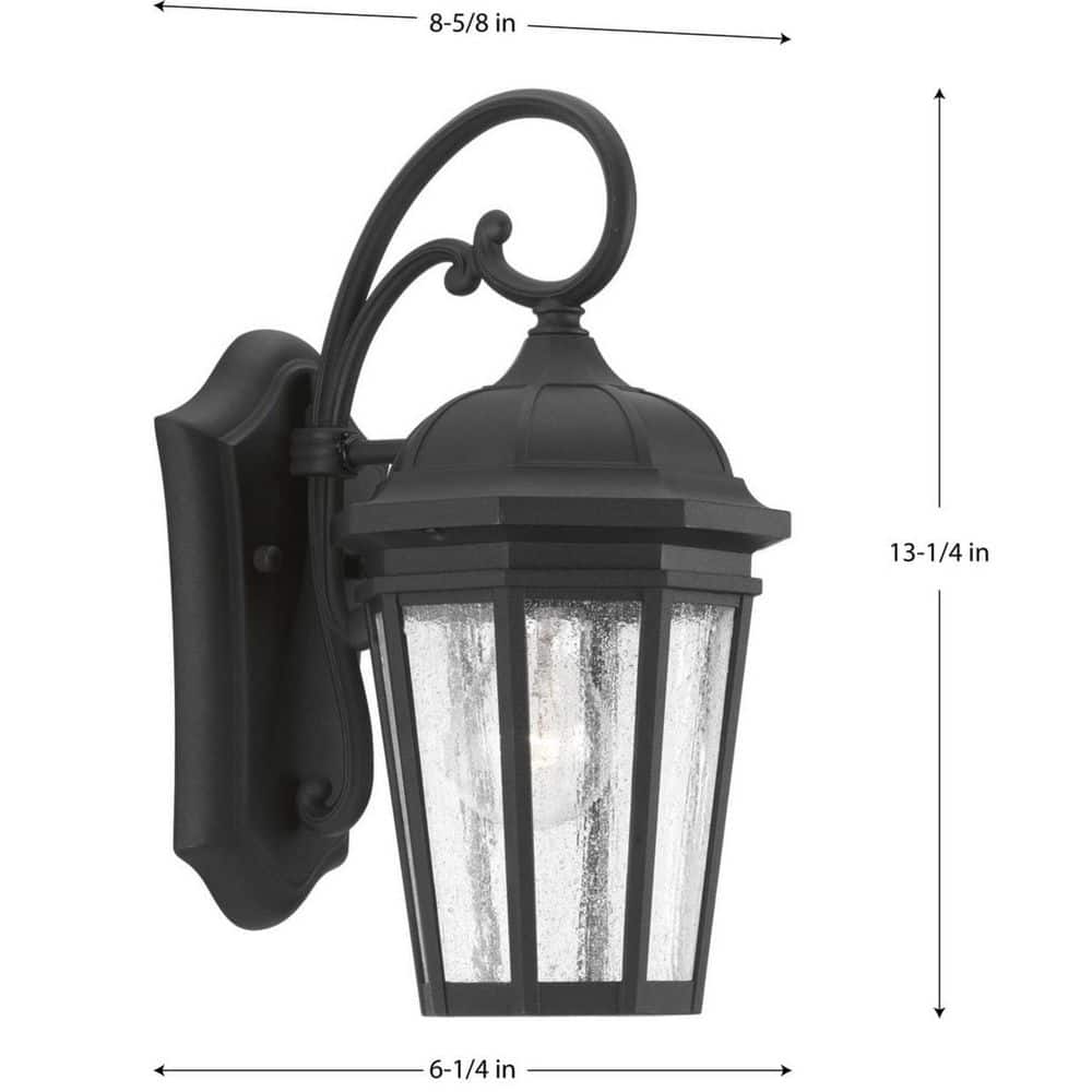 Antique Bronze and Black Outdoor Wall Lantern with Seeded Glass