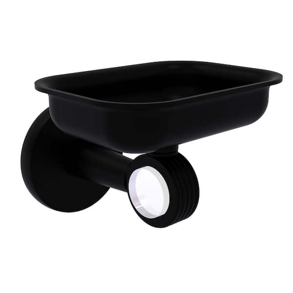 Allied Brass Clearview Wall Mounted Soap Dish Holder with Groovy Accents in Matte Black