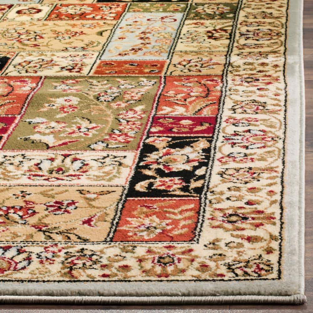 Grey and Multicolor Floral 4' x 6' Synthetic Area Rug