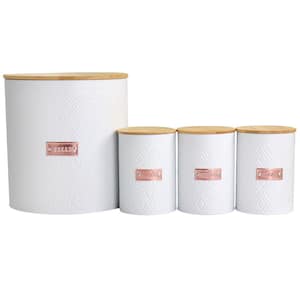 4-Piece Iron Canister Set in White