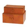 Litton Lane Rectangle Leather Storage Box with Leather Loop Closure and  Detailed Stitching (Set of 2) 044967 - The Home Depot