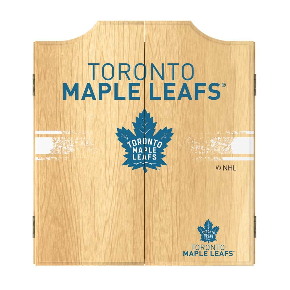 Toronto Maple Leafs Logo 20.5 in. Dart Board with Cabinet, Darts and Scoreb