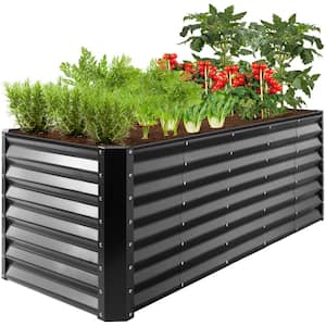 8 ft. x 2 ft. x 2 ft. Outdoor Steel Raised Garden Bed, Planter Box for Vegetables, Flowers, Herbs - Charcoal