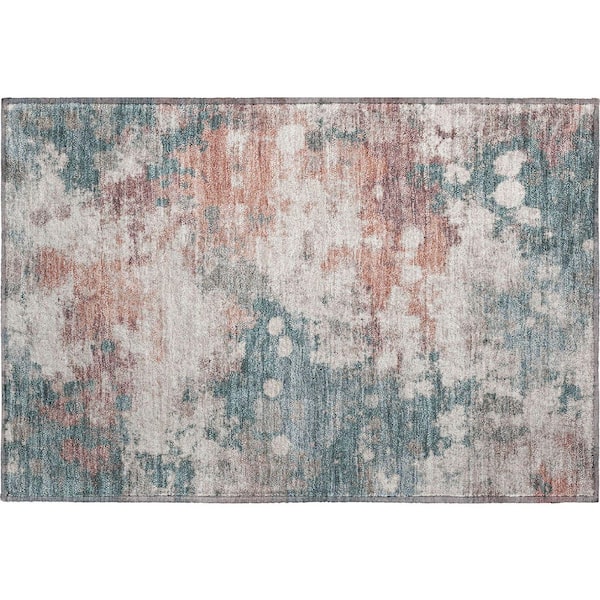 Mayfield Premium Machine Washable Abstract AMF2114 Coral 2 ft. x 3 ft. Accent Rug