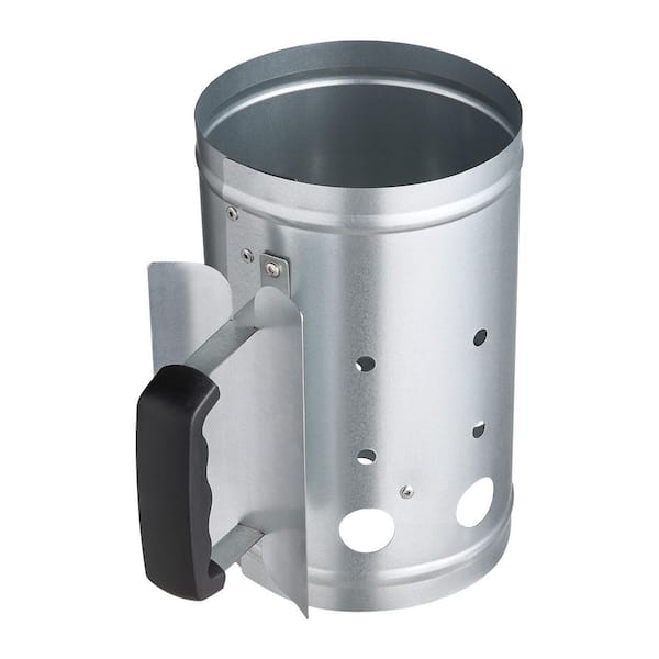 Charcoal Chimney Starter, 4 lbs. Large Capacity Coal Fireplace, Heavy Duty BBQ Steel Chimney Starter, Silver