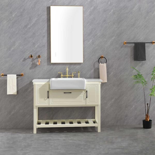 Thicken Space Aluminum Bathroom Hardware Wall-Mounted 6-Piece Set with Super Load-Bearing Capacity in Black+Gold