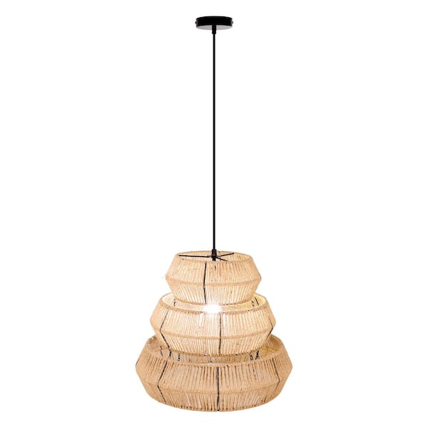 River of Goods Serene 3-Tier 40-Watt 1-Light Tan and Black Pendant ...