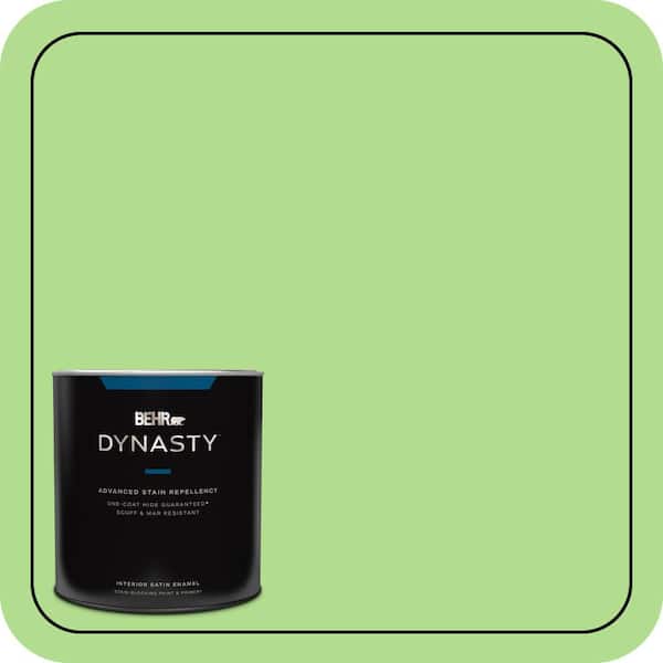 BEHR DYNASTY 1 qt. #MQ4-46 Early Spring One-Coat Hide Satin Enamel Interior Stain-Blocking Paint and Primer