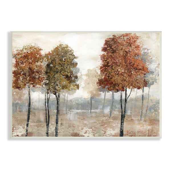Stupell Industries Autumn Orchard Tree Landscape Vintage Country Meadow By Nan Unframed Print Nature Wall Art 13 in. x 19 in.
