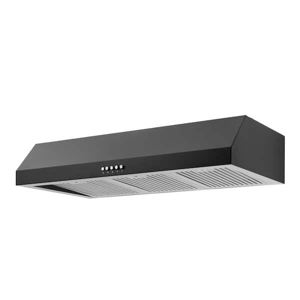 Vissani black stainless range shop hood