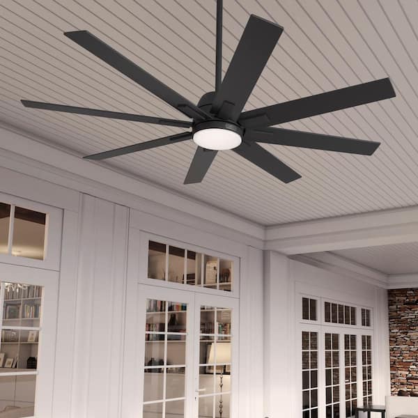 Windsail 60 in. ENERGY STAR Matte Black Indoor/Covered Outdoor Ceiling Fan with Light Kit and Handheld Remote