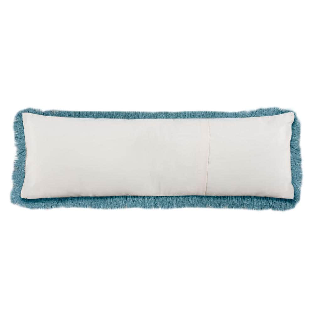 Blue Shag Rectangular Outdoor Accent Pillow with Zipper