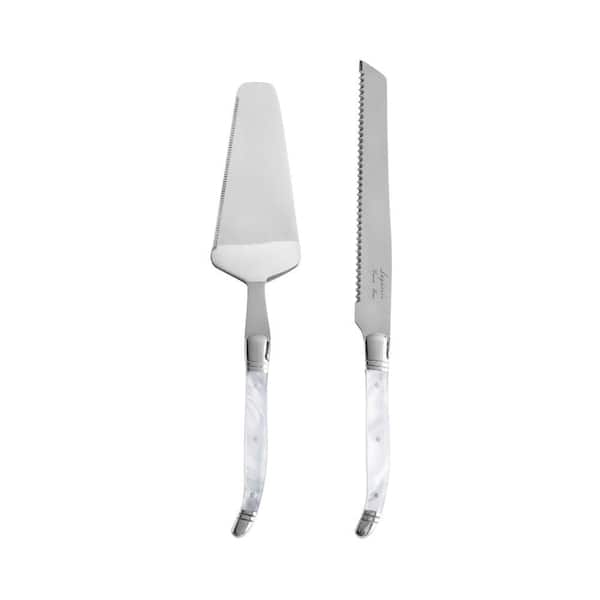 Connoisseur Laguiole 2-Piece Stainless-Steel Cake and Pie Server Set with Pearl White Handles