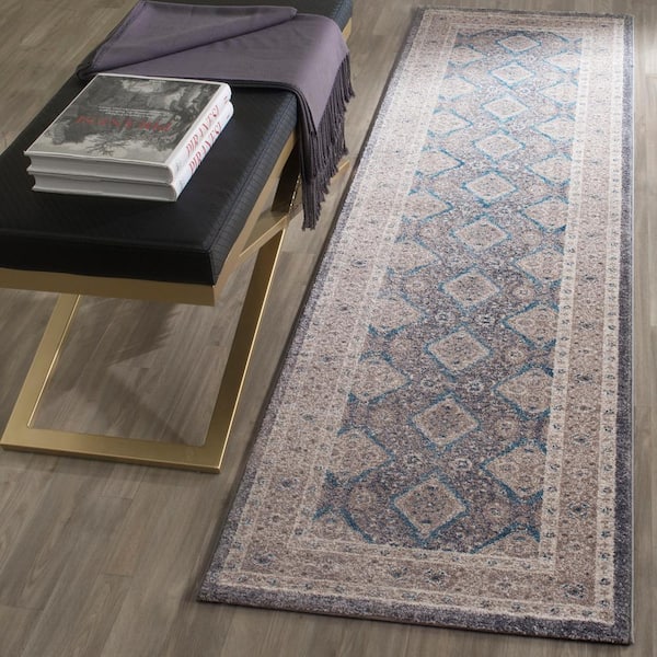 Sofia Light Gray/Beige 2 ft. x 10 ft. Border Runner Rug