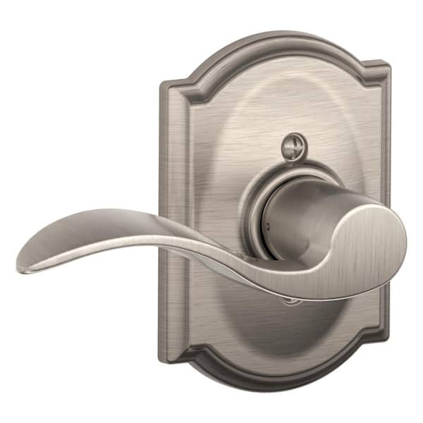 Schlage Accent Satin Nickel Left Handed Dummy Door handle with Camelot