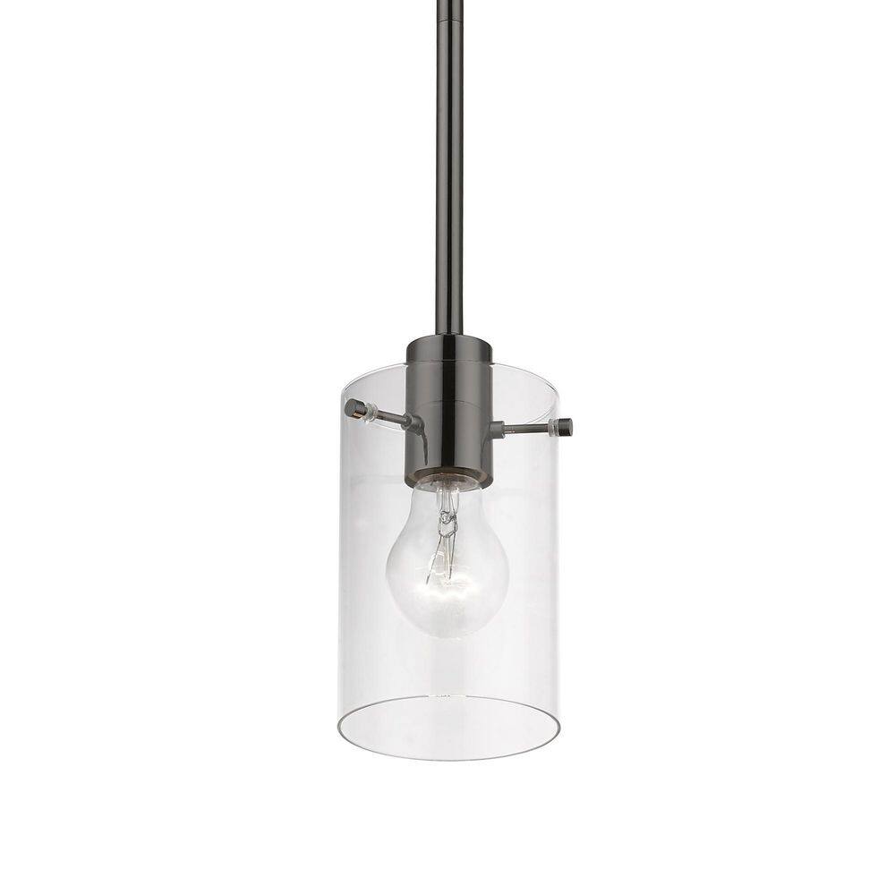 Munich Mini Pendant in Black Chrome with Clear Glass Shade