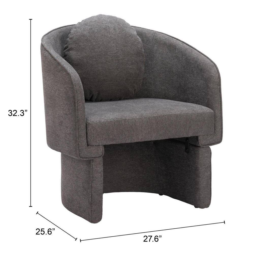 Truffle Gray curved arm chair with dimensions