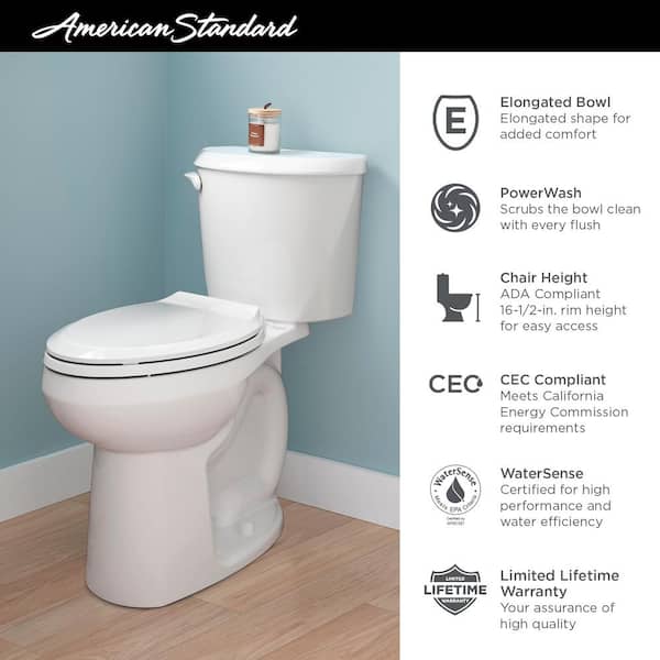Colony 2-piece 1.28 GPF Tall Height Elongated Toilet in White with Right-Hand Trip Lever, Seat Not Included Colony 2-piece 1.28 GPF Tall Height Elongated Toilet in White with Right-Hand Trip Lever, Seat Not Included